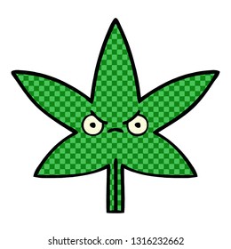 comic book style cartoon of a marijuana leaf