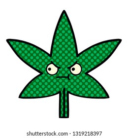 caricatura de una hoja de marihuana al estilo de un libro de historietas