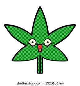 comic book style cartoon of a marijuana leaf