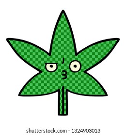 quadrinho estilo desenho animado de uma folha de maconha
