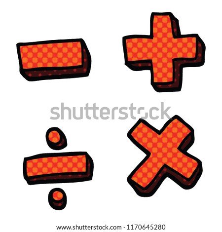 comic book style cartoon math symbols