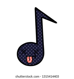 comic book style cartoon of a musical note