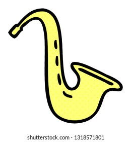 comic book style cartoon of a musical saxophone