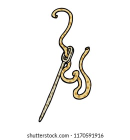 comic book style cartoon needle and thread