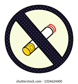 comic book style cartoon of a no smoking allowed sign
