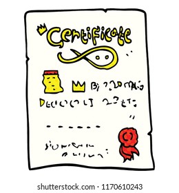certificado ornamental de dibujos animados estilo libro de historietas