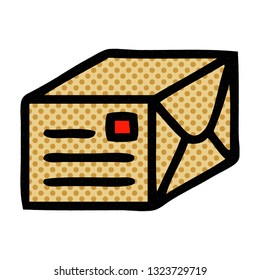 comic book style cartoon of a paper parcel