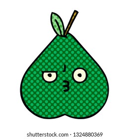 comic book style cartoon of a pear