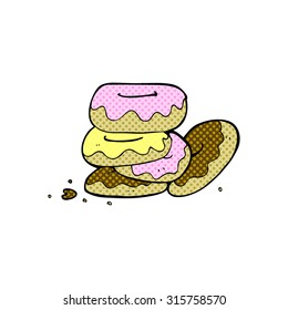 comic book style cartoon pile of donuts