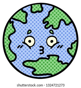 comic book style cartoon of a planet earth