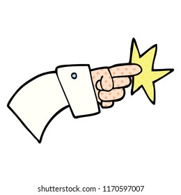 comic book style cartoon pointing hand icon