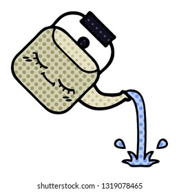 comic book style cartoon of a pouring kettle
