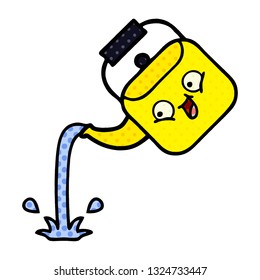 comic book style cartoon of a pouring kettle