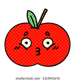 comic book style cartoon of a red apple