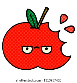 comic book style cartoon of a red apple