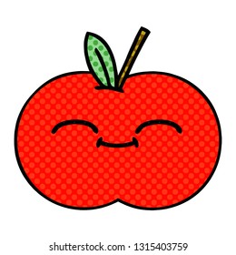 comic book style cartoon of a red apple