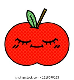 caricatura de una manzana roja al estilo de un libro de historietas