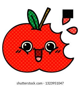 caricatura de una manzana roja al estilo de un libro de historietas