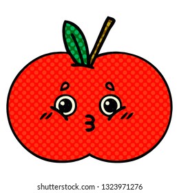 comic book style cartoon of a red apple