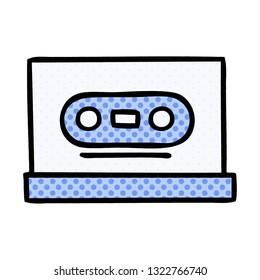 comic book style cartoon of a retro cassette