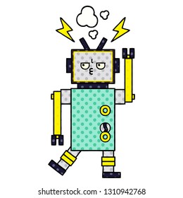 comic book style cartoon of a robot