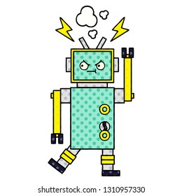 caricatura de un robot al estilo de un libro de historietas