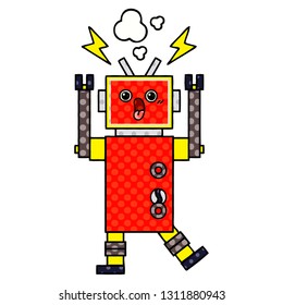 comic book style cartoon of a robot