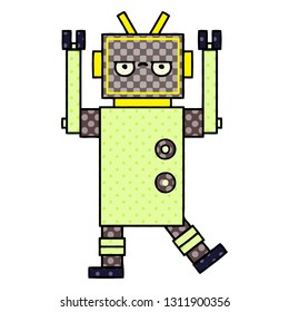 caricatura de un robot al estilo de un libro de historietas