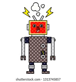 historieta de un mal funcionamiento de un robot