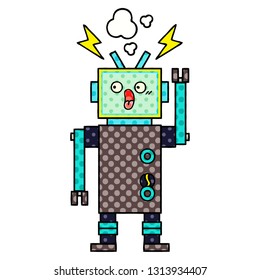 comic book style cartoon of a robot