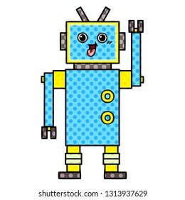 caricatura de un robot al estilo de un libro de historietas