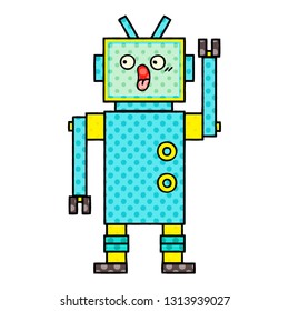 comic book style cartoon of a robot