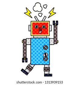 historieta de un mal funcionamiento de un robot