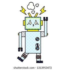 caricatura de un robot al estilo de un libro de historietas