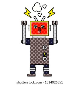 historieta de un mal funcionamiento de un robot