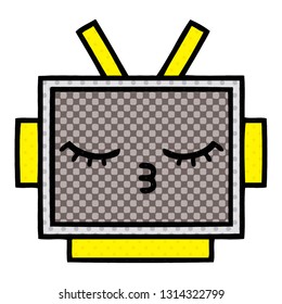 comic book style cartoon of a robot head