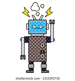 comic book style cartoon of a robot
