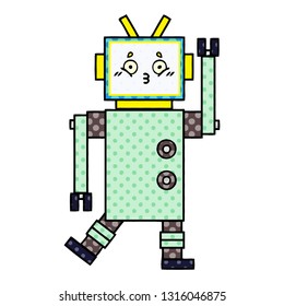 comic book style cartoon of a robot
