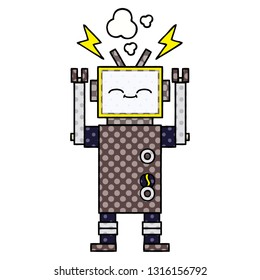 caricatura de un robot al estilo de un libro de historietas