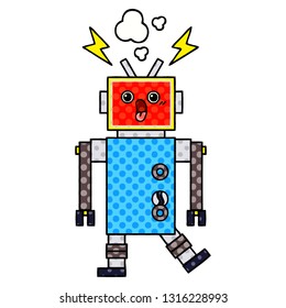 historieta de un mal funcionamiento de un robot