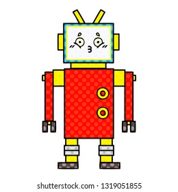 caricatura de un robot al estilo de un libro de historietas
