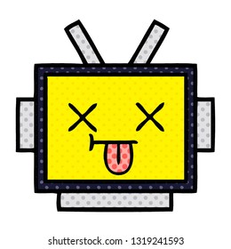 comic book style cartoon of a robot head