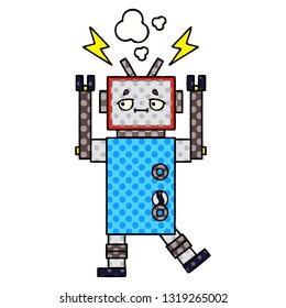 comic book style cartoon of a robot