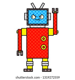 caricatura de un robot al estilo de un libro de historietas