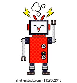 caricatura de un robot al estilo de un libro de historietas