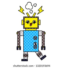 caricatura de un robot al estilo de un libro de historietas