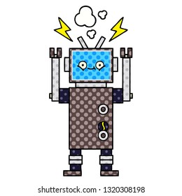 comic book style cartoon of a robot
