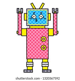 caricatura de un robot al estilo de un libro de historietas