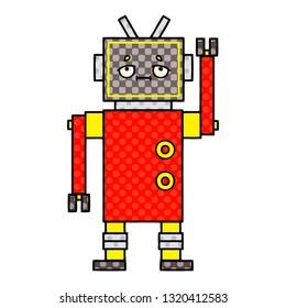 caricatura de un robot al estilo de un libro de historietas