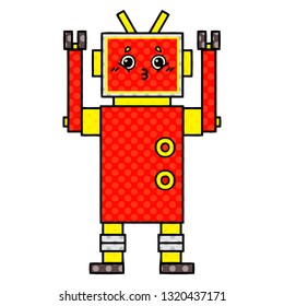 comic book style cartoon of a robot